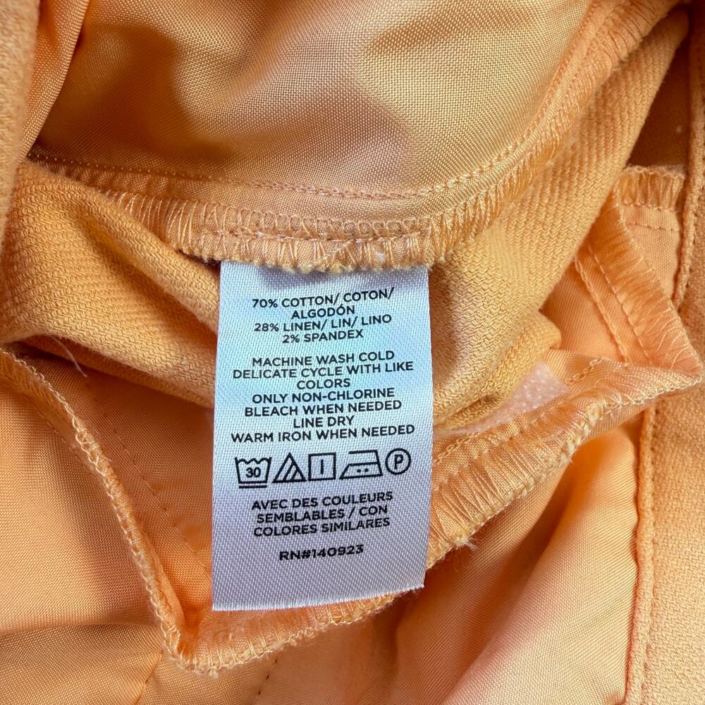 LOFT The Peyton Pastel Orange Cotton Linen High Rise Wide Leg Trouser Pants - Picture 9 of 9